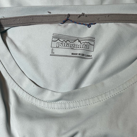 Patagonia Shark Logo Mens T-Shirt Long Sleeve Teal Size Large - Picture 5 of 5